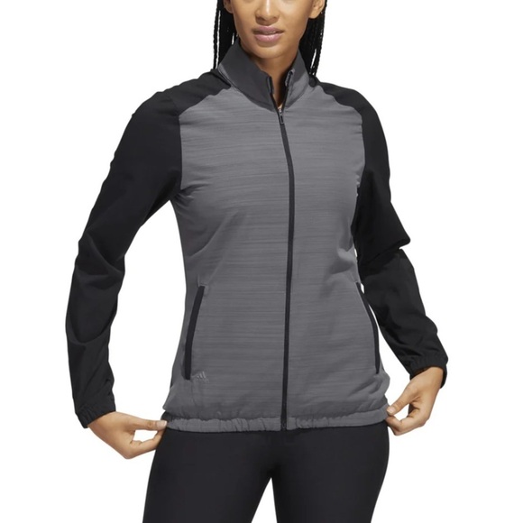 Adidas Full Zip Wind Jacket Women’s Size XL Heather Gray Black Windbreak Light - Picture 1 of 10